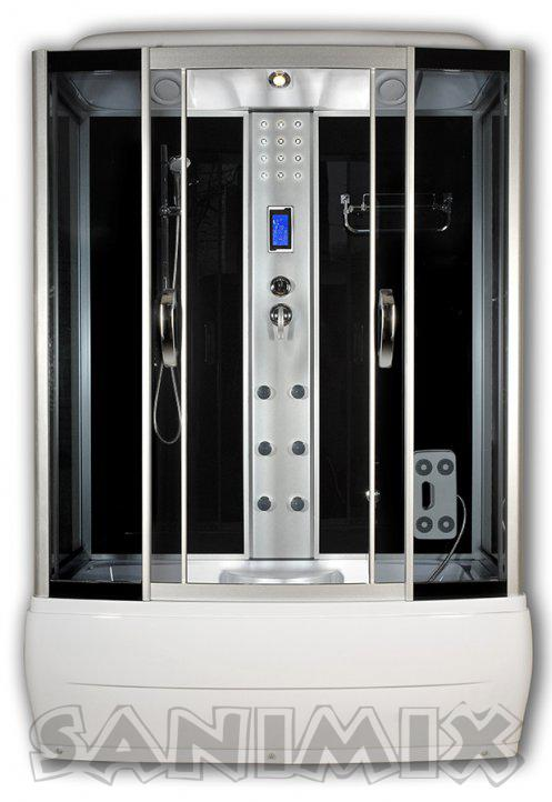 Sanimix Gőzkabin hidromasszázs káddal, fekete üveg hátfallal 85x170x220 cm-es 22.8011-170 STEAM