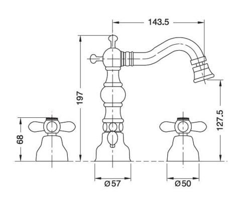 Bugnatese Princeton Plus 8025CR Álló 3 üléses bidet csaptelep kifolyóval CR / KRÓM