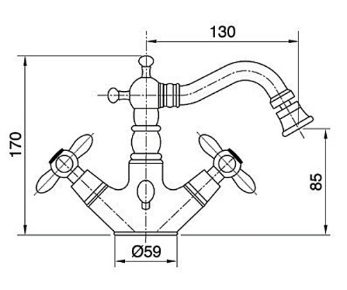 Bugnatese Princeton Plus 8044CR Bidet csaptelep leeresztővel CR / KRÓM