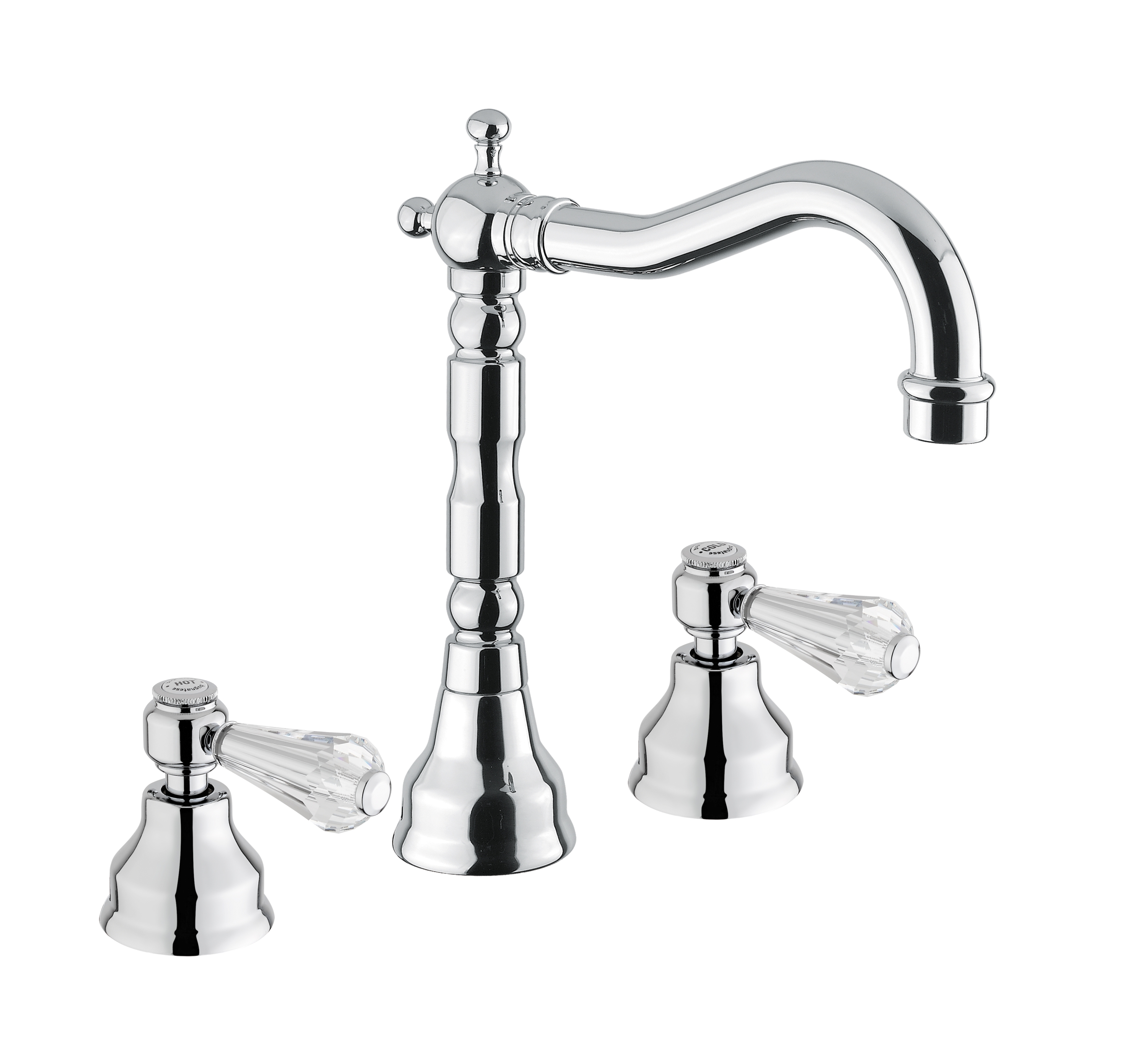 Bugnatese Revival 412KCR Álló 3 üléses mosdócsaptelep leeresztővel swarovski fogantyúval CR / KRÓM