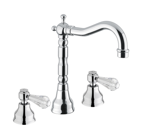 Bugnatese Revival 412KCR Álló 3 üléses mosdócsaptelep leeresztővel swarovski fogantyúval CR / KRÓM