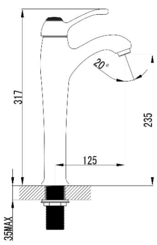 Sapho SPRING bronz magasított mosdó csaptelep lefolyó nélkül (77086) (új cikkszám: 77096)