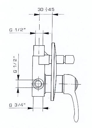 Sapho Reitano VANITY falba építhető csaptelep váltóval, bronz (77856)