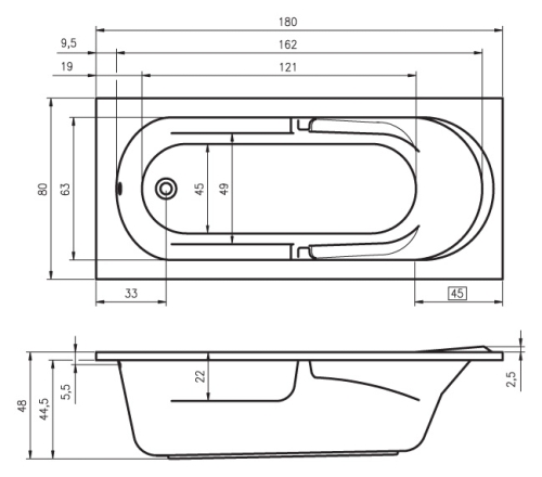 Riho Future 180x80 egyenes kád (BC31) B074001005