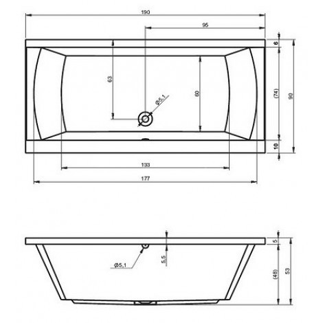 Riho Julia 190x90 egyenes kád (BA69) B023001005