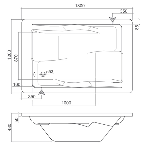 Roltechnik Amore 180x120 kétszemélyes egyenes kád 9720000