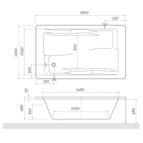 Roltechnik Amore 180x120 kétszemélyes egyenes kád 9720000