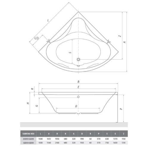 Roltechnik Sabrina Neo 150x150 sarokkád (9630000)