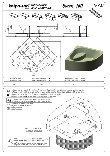 Kolpa-San Swan 160/O Előlapos sarokkád 992350