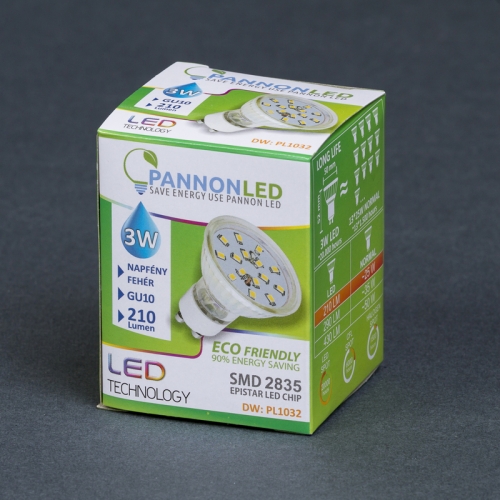 Pannonled GU10 SPOT 3Watt SMDLED DW, 210 Lm (napfényfehér) (1032)