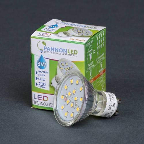 Pannonled GU10 SPOT 3Watt SMDLED DW, 210 Lm (napfényfehér) (1032)