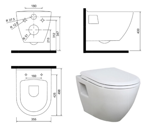 Creavit TEKKO - WC + BIDÉ 2in1 piros - TP325red falra szerelhető WC bidével
