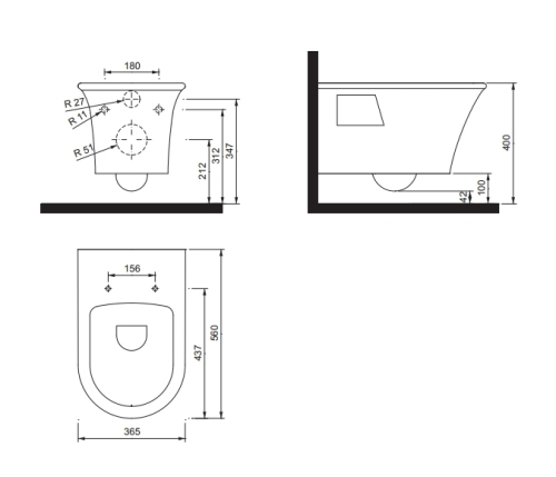 Creavit MOON - WC + BIDÉ 2in1 - MO320 falra szerelhető WC bidével