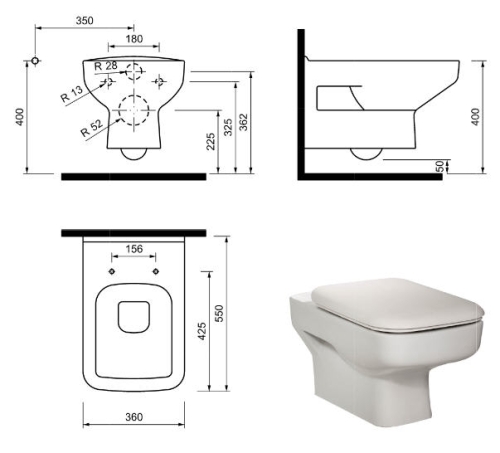 Creavit SPHINX - WC + BIDÉ 2in1 - SP320 falra szerelhető WC bidével