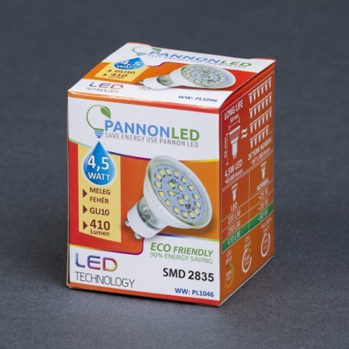 Pannonled GU10 SPOT 4,5Watt SMDLED WW 410 Lm (melegfehér) (1046)