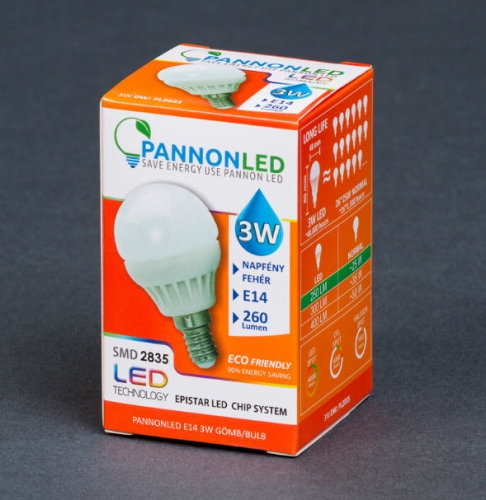 Pannonled E14 Kisgömb 3Watt DW 255 Lm (napfényfehér) (2035)
