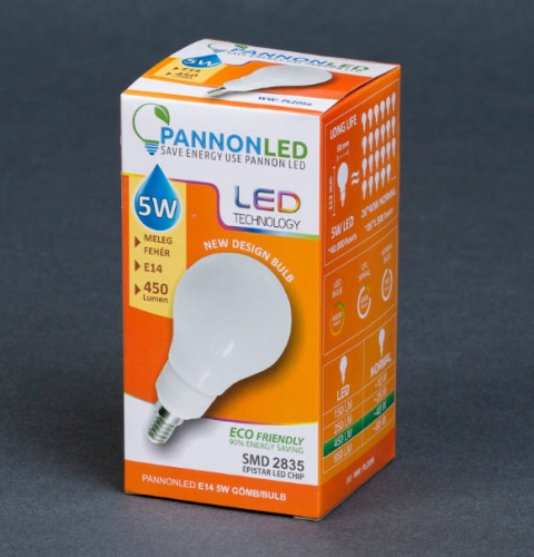Pannonled E14 Kisgömb 5 Watt WW 450 Lm (melegfehér) (2056)