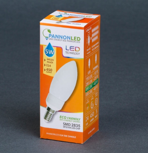 Pannonled E14 Gyertya 5 Watt WW 450 Lm (melegfehér) (2053)