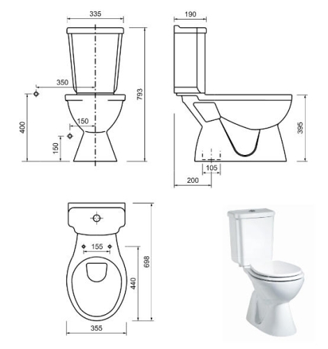 Creavit YGOLLER - WC + BIDÉ 2in1 - YG3042 kombi WC+BIDÉ-alsó kifolyású