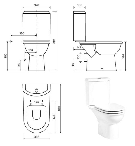 Creavit SELIN - WC + BIDÉ 2in1 - SL3641 kombi WC+BIDÉ - hátsó kifolyású