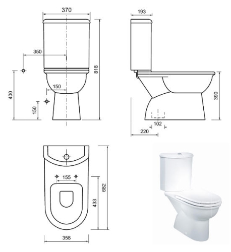 Creavit SELIN - WC + BIDÉ 2in1 - SL3041 kombi WC+BIDÉ-alsó kifolyású