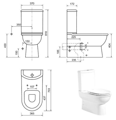 Creavit SELIN - WC + BIDÉ 2in1 - SL3141 kombi WC+BIDÉ - UNI kifolyású