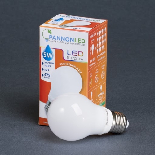 Pannonled E27 Gömb 5Watt ( Új Design - 300°) DW 475 Lm (napfényfehér) (3052)