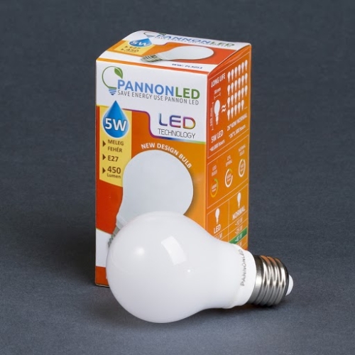 Pannonled E27 Gömb 5Watt ( Új Design - 300°) WW 450 Lm (melegfehér) (3053)