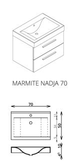 Tboss Nadja 70 fürdőszobabútor komplett szett   (sonoma, #pipere tükörrel)