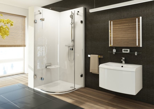 Ravak Brilliant BSKK3 90x90 cm-es háromrészes, negyedköríves zuhanykabin (B SET -zsanér nélkül) (88,3-89,5x88,3-89,5 cm, balos zsanérhoz, Átlátszó, #3UL77A00Y1)