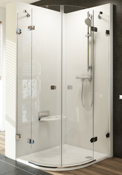 Ravak Brilliant BSKK4 80x80 cm-es négyrészes, negyedköríves zuhanykabin (B Set -zsanér nélkül) (78,3-79,5x78,3-79,5 cm, Átlátszó, #3U244A00Y1)