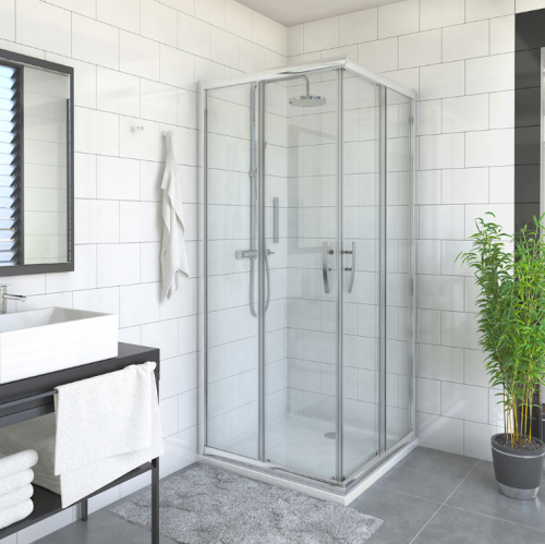 Roltechnik Proxima Line PXS2L 100 cm-es négyszögletes zuhanykabin (egyik fele-baloldali rész) kétrészes tolóajtóval (98,5-101x200 cm, brillant, transparent, 528-1000000-00-02)