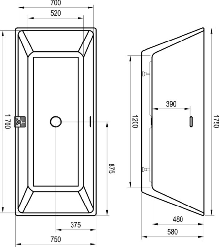Ravak Freedom R 1750x750 szabadon álló akrilkád XC00100021