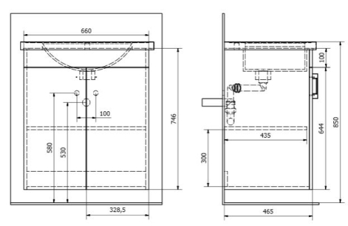 Aqualine POLY 70 fürdőszobaszekrény mosdó nélkül (PL072)