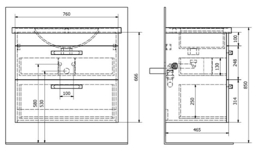 Aqualine POLY 80 fürdőszobaszekrény mosdó nélkül (PL080)