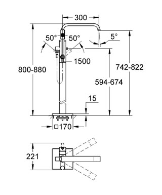 Grohe Allure egykaros kádcsaptelep, szabadonálló kádhoz 32754 001 (32754001)