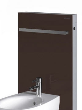 Geberit Monolith Plus szerelőmodul talpon álló WC-hez, P-könyökkel barna üveggel, 101 cm magas 131.202.SQ.1
