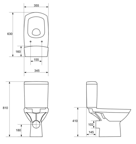 Cersanit Carina kompakt monoblokkos WC csésze Duroplast tetővel K31-013