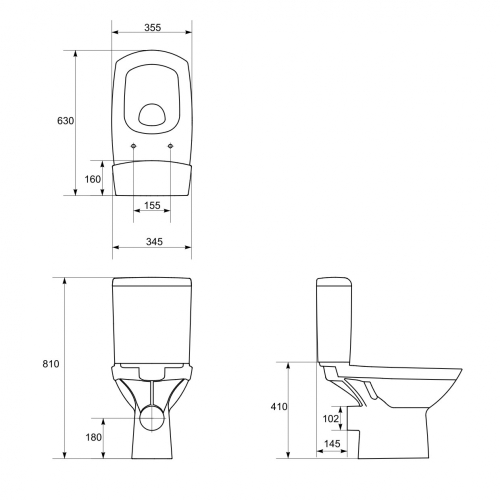 Cersanit Carina kompakt monoblokkos WC csésze Duroplast lassú zűáródású tetővel K31-014