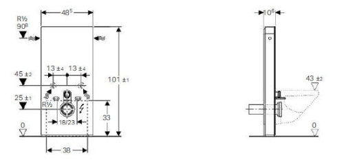 Geberit Monolith Plus szerelőmodul fali WC-hez fehér üveg 101 cm 131.221.SI.1