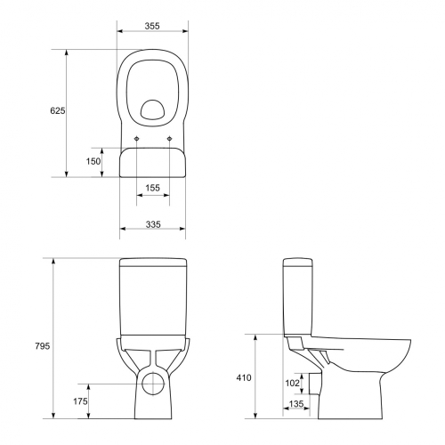Cersanit Facile monoblokk wc hátsó kifolyású + wc tartály K30-017