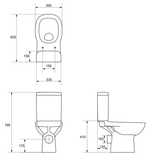 Cersanit Facile monoblokk wc univerzális kifolyású (hátsó) + wc tartály, lecsapódásmentes tetővel K30-008