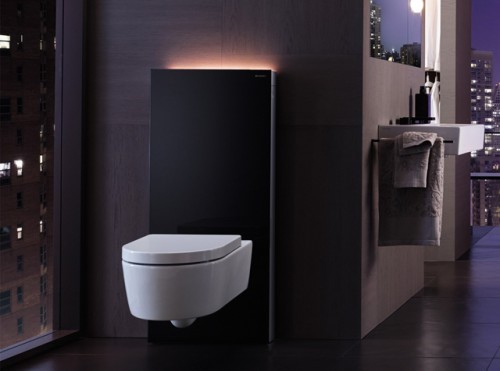 Geberit Monolith Plus szerelőmodul fali WC-hez, fekete üveg 114 cm magas 131.231.SJ.1