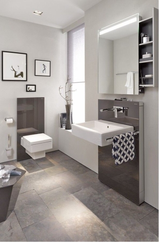 Geberit Monolith Plus szerelőmodul fali WC-hez, barna üveg 114 cm magas 131.231.SQ.1