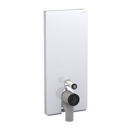 Geberit Monolith Plus szerelőmodul talpon álló WC-hez, P-könyökkel, fehér üveg, 114 cm magas 131.233.SI.1