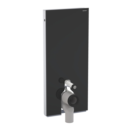 Geberit Monolith szerelőmodul talpon álló WC-hez, P-könyökkel, fekete üveg / alumínium 114 cm magas 131.033.SJ.1