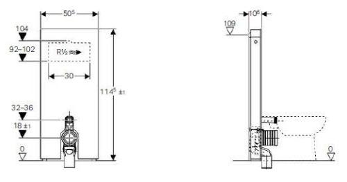 Geberit Monolith szerelőmodul talpon álló WC-hez, P-könyökkel, fekete üveg / alumínium 114 cm magas 131.033.SJ.1