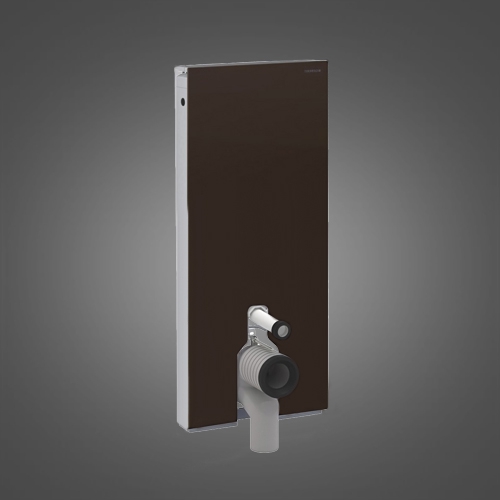 Geberit Monolith szerelőmodul talpon álló WC-hez, P-könyökkel, barna üveg / alumínium 114 cm magas 131.033.SQ.1