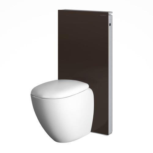 Geberit Monolith szerelőmodul talpon álló WC-hez, P-könyökkel, barna üveg / alumínium 114 cm magas 131.033.SQ.1