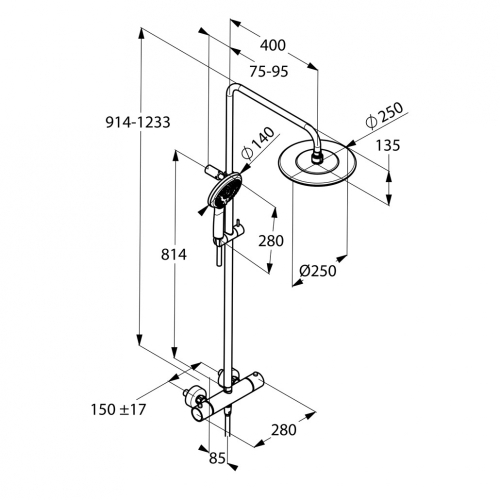 Kludi Freshline thermostat dual shower system zuhanyrendszer 6709205-00